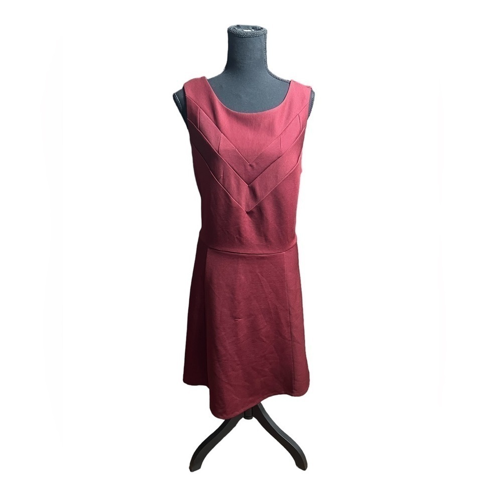 METAPHOR Burgundy Fit & Flare Skater dress